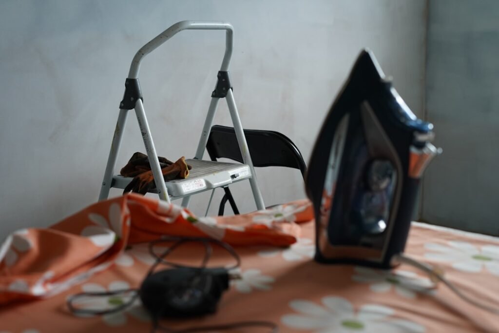 A chair and a television sitting on a table